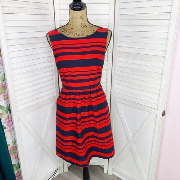 The Limited Striped Sleeveless Dress Blue Red 2 Fit Flare - Picture 1 of 13